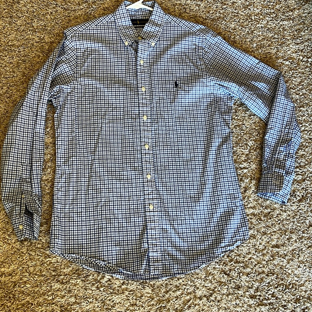 Navy and white dress shirt